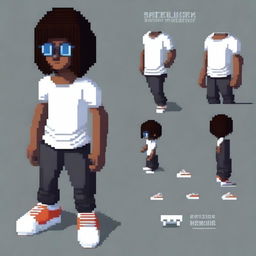 Create a pixel art style character, isometric and simple, with a retro vibe, resembling a young character from a video game