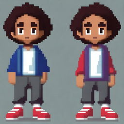 Create a pixel art illustration of Jaden Smith in the style of a classic Nintendo game