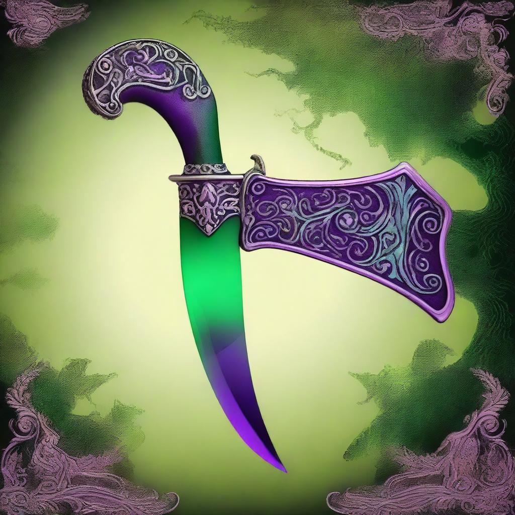 A scimitar covered in a viscous green and purple poison