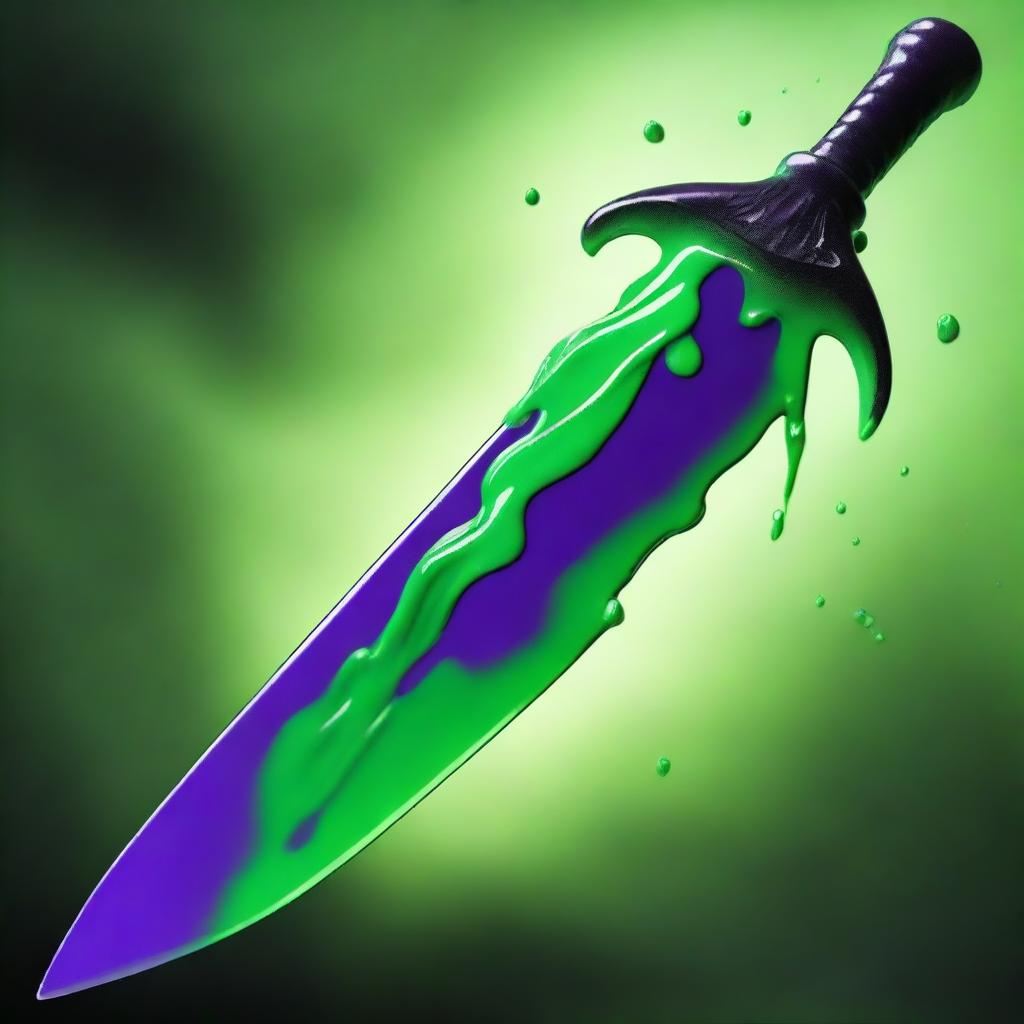 A scimitar covered in green and purple viscous slime