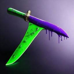 A scimitar covered in green and purple viscous slime