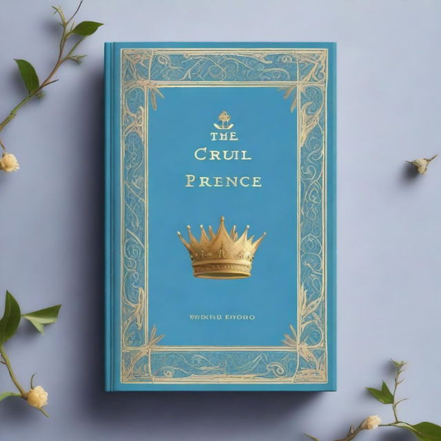 A vintage style pastel blue book cover with a golden crown and thorns