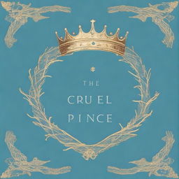 A vintage style pastel blue book cover with a golden crown and thorns