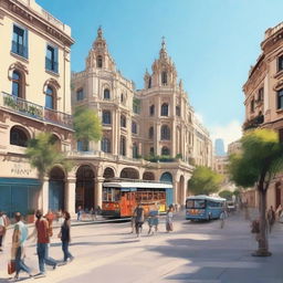 A realistic depiction of Barcelona, Spain during the daytime