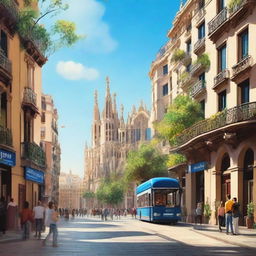 A realistic depiction of Barcelona, Spain during the daytime