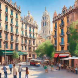 A realistic depiction of Barcelona, Spain during the daytime