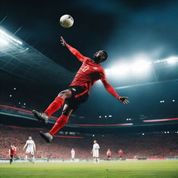 A man scoring a bicycle kick to win the football match