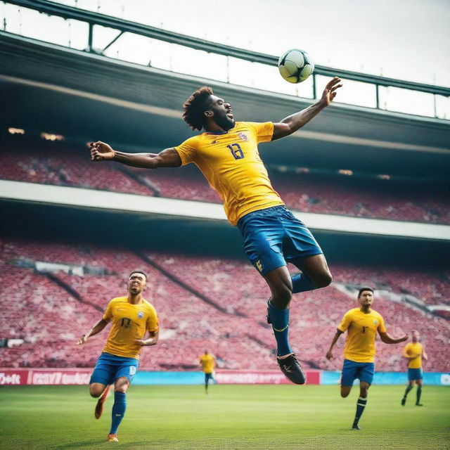 A man scoring a bicycle kick to win the football match