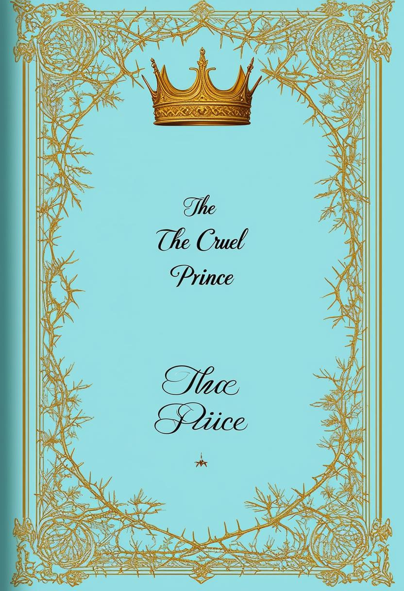 A vintage-style pastel blue book cover with a golden crown and thorns, featuring the title 'The Cruel Prince' in an elegant, classic font at the bottom