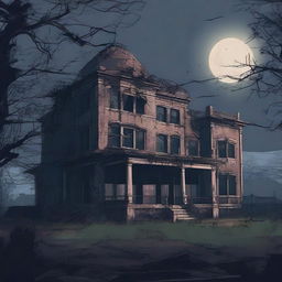 An illustration of an eerie and mysterious asylum