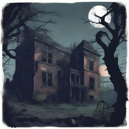 An illustration of an eerie and mysterious asylum