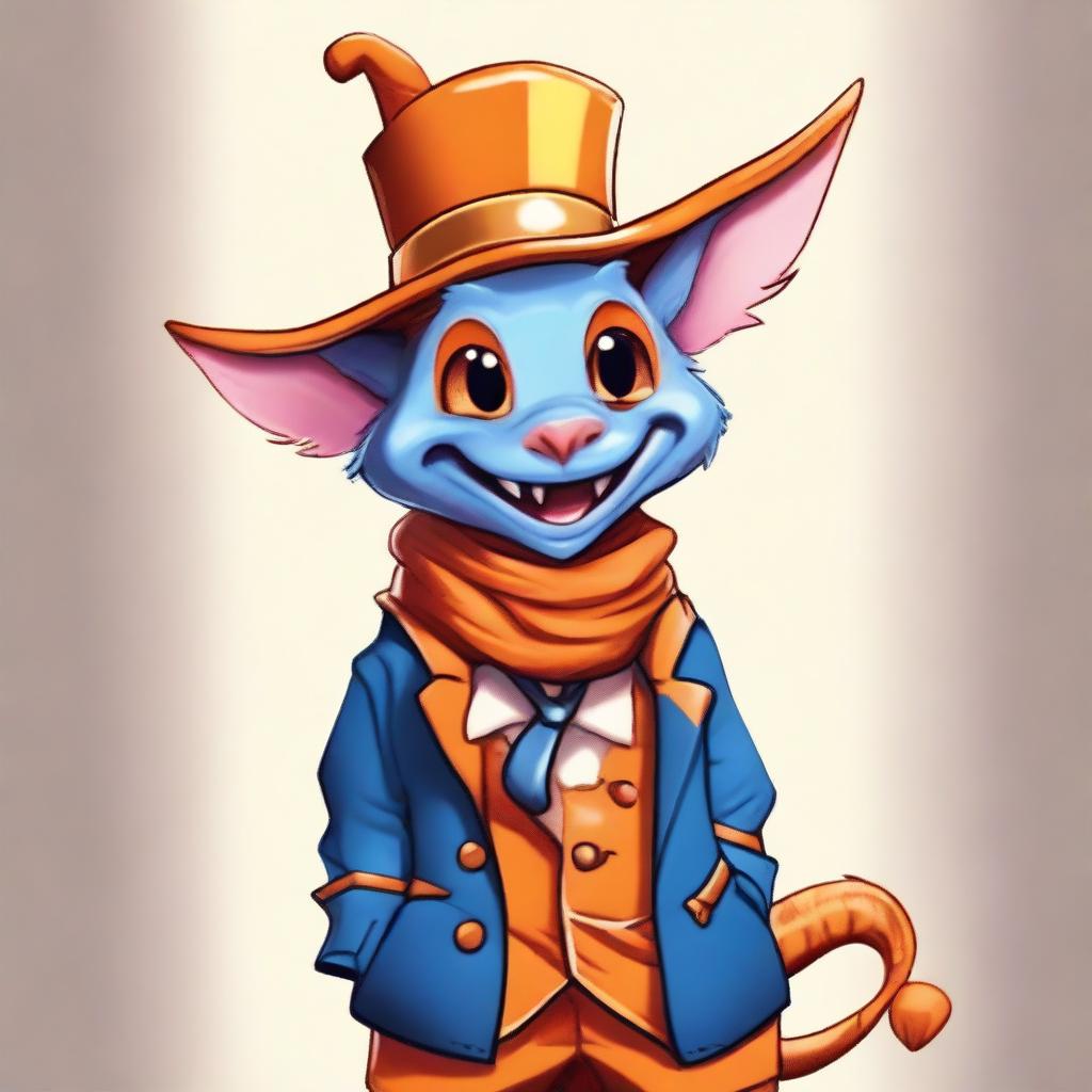 An adorable male kobold with orange scales, smiling warmly