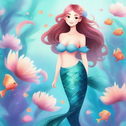 Create an image of a Bridgerton character as a mermaid