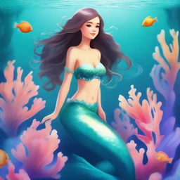 Create an image of a Bridgerton character as a mermaid