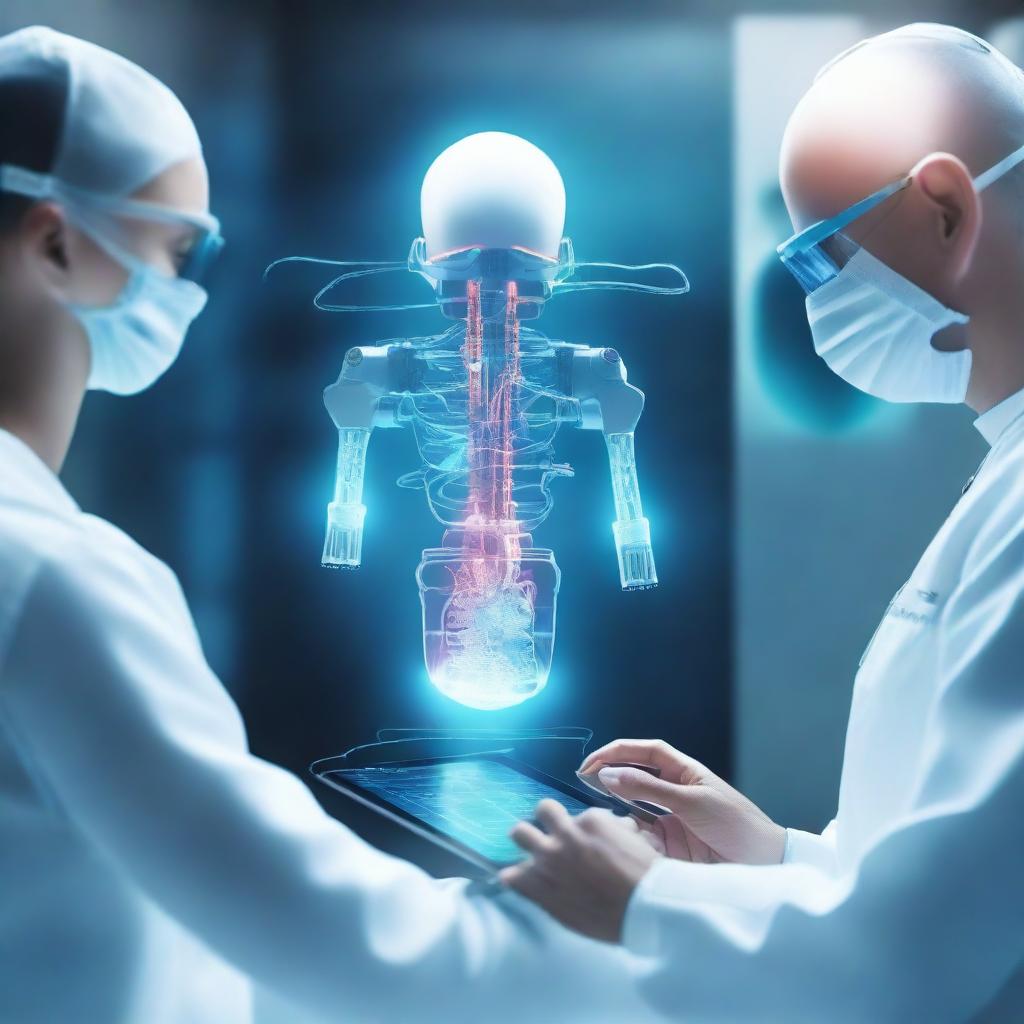 A business program cover featuring a futuristic medical scene with advanced technology and computing