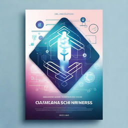 A business program cover featuring elements of medical technology, computing, and artificial intelligence