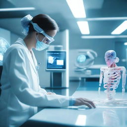 A futuristic medical scene showcasing advanced technology and computing