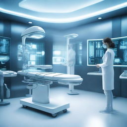 A futuristic medical scene showcasing advanced technology and computing