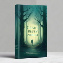 A captivating book cover featuring an enchanted forest with a mystical glow, ancient trees, and a hidden path leading to an unknown destination