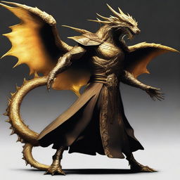 A human thief begins their journey as a shapeshifter, later becoming a lich in the mid stages, and finally repenting to evolve into a golden dragon