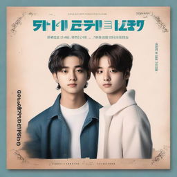 Create an image featuring Minho and Jisung from Stray Kids on a book cover