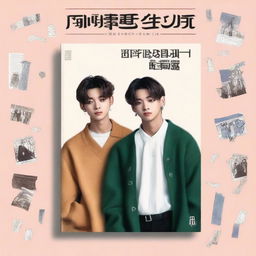 Create an image featuring Minho and Jisung from Stray Kids on a book cover