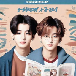 Create a book cover featuring Minho and Jisung from Stray Kids