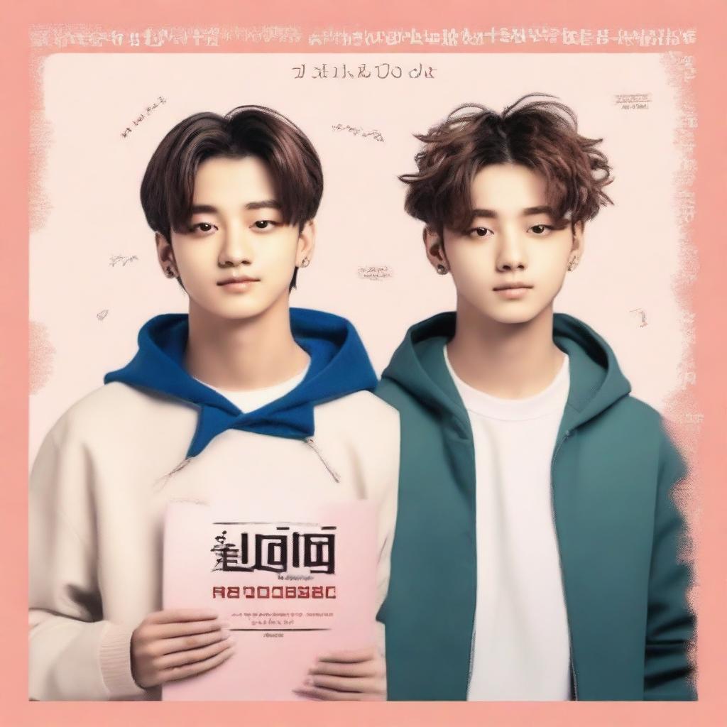 Create a book cover featuring Minho and Jisung from Stray Kids