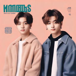 Create a book cover featuring Minho and Jisung from Stray Kids