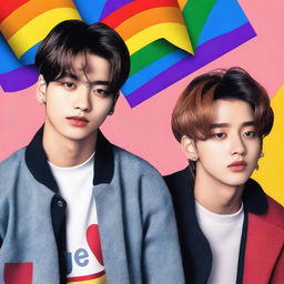 Create a book cover featuring Minho and Jisung from Stray Kids