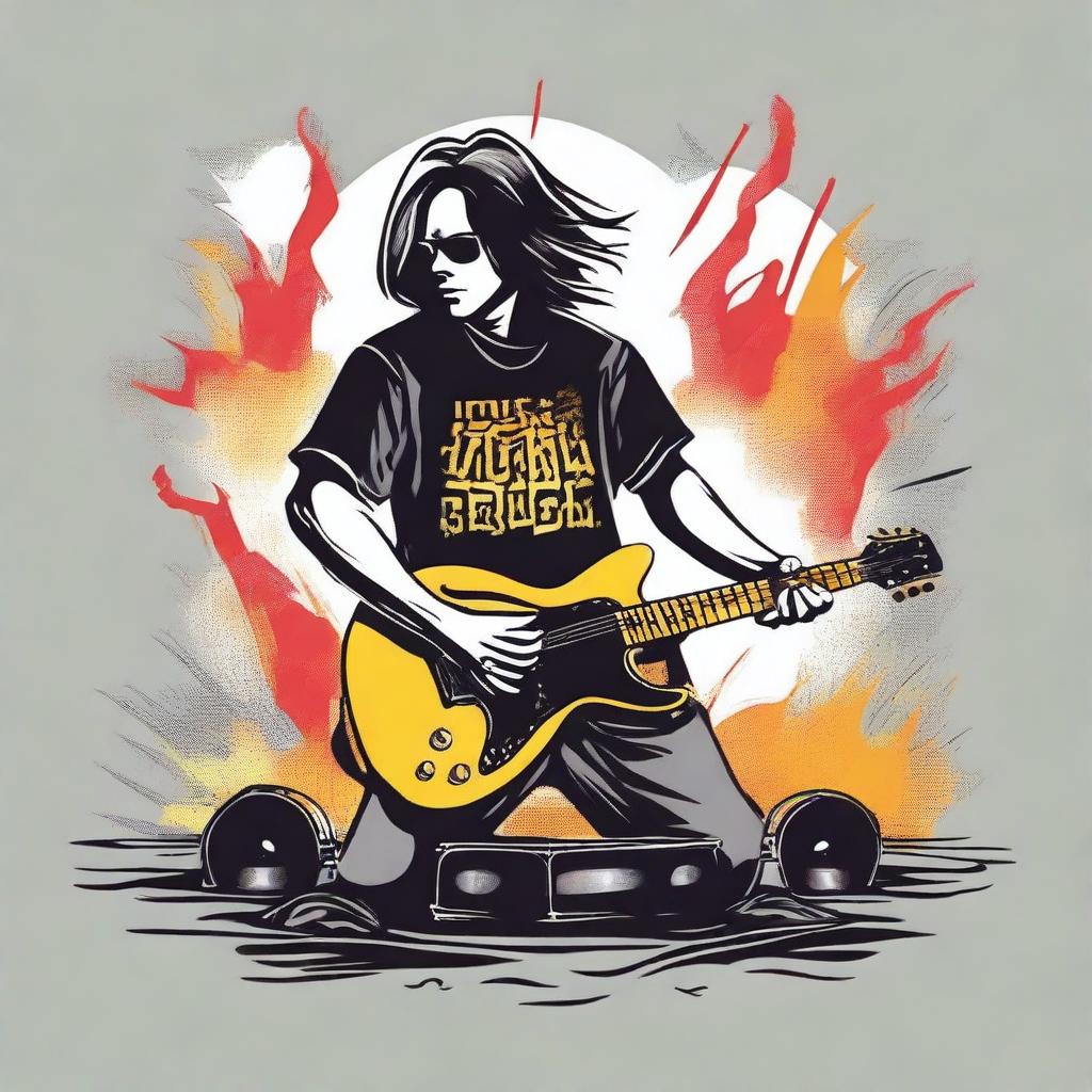 Create a cool back design for a t-shirt with a rock festival theme