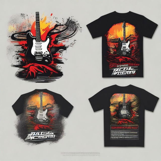 Create a cool back design for a t-shirt with a rock festival theme