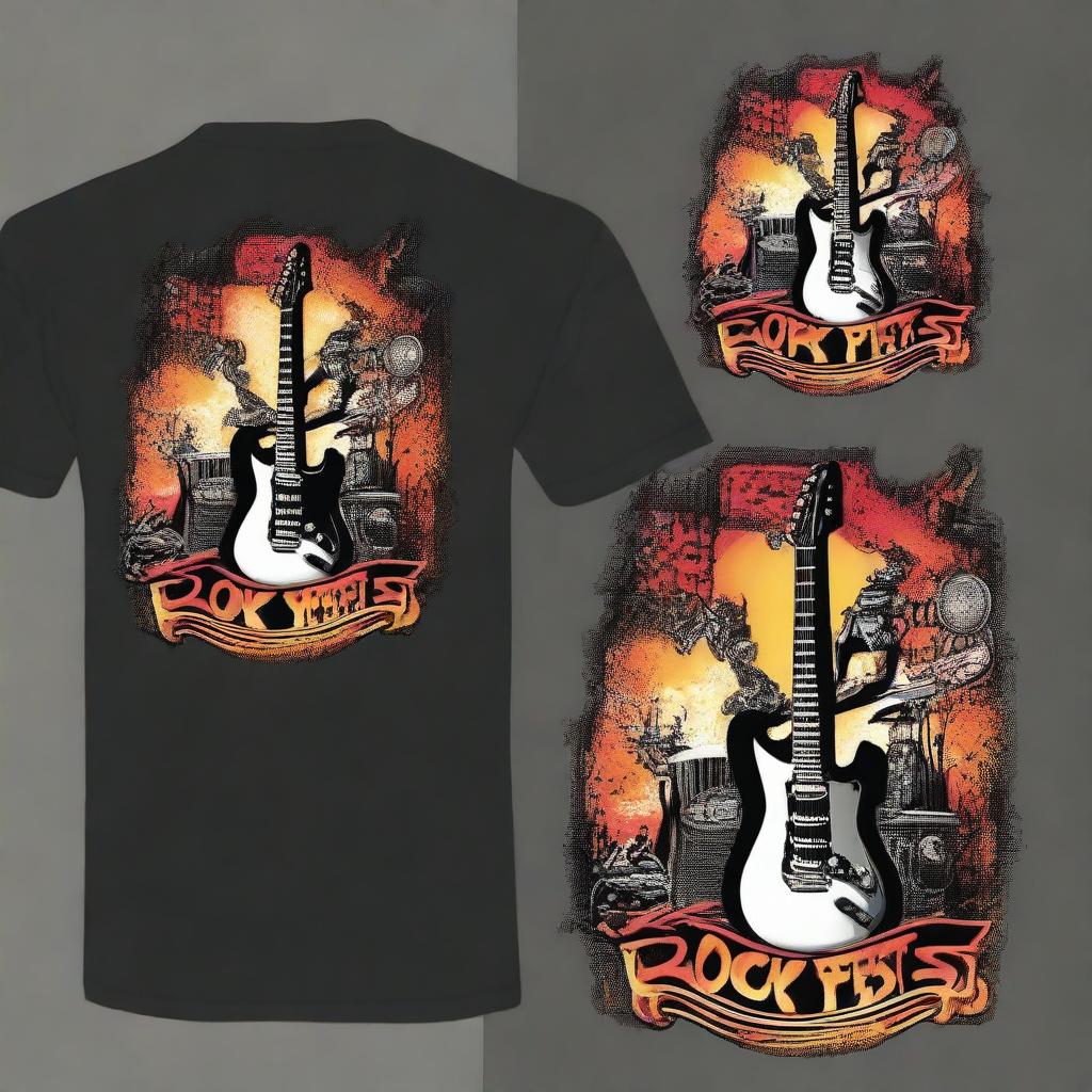 Create a cool back design for a t-shirt with a rock festival theme