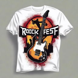 Create a cool back design for a t-shirt with a rock festival theme