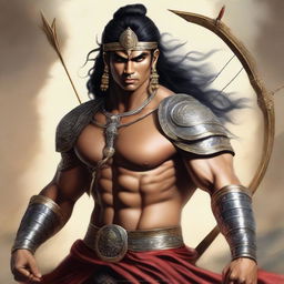 A detailed and realistic depiction of Ashwatthama, the legendary warrior from the Mahabharata