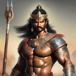 A detailed and realistic depiction of Ashwatthama, the legendary warrior from the Mahabharata