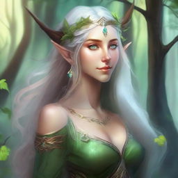 Create an image of an Eladrin, an elf-like being with a strong connection to the Feywild