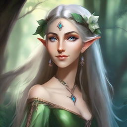 Create an image of an Eladrin, an elf-like being with a strong connection to the Feywild