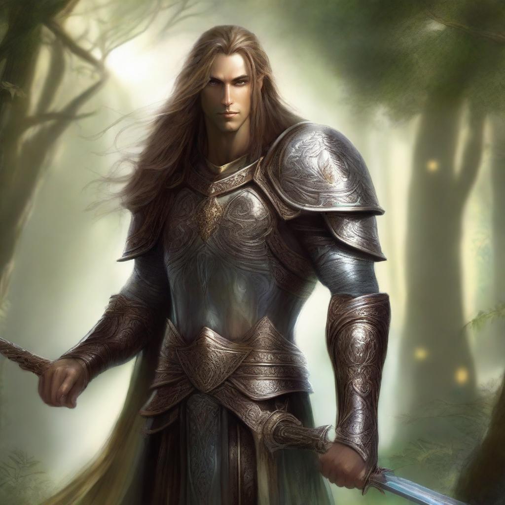 Create an image of a male Eladrin paladin