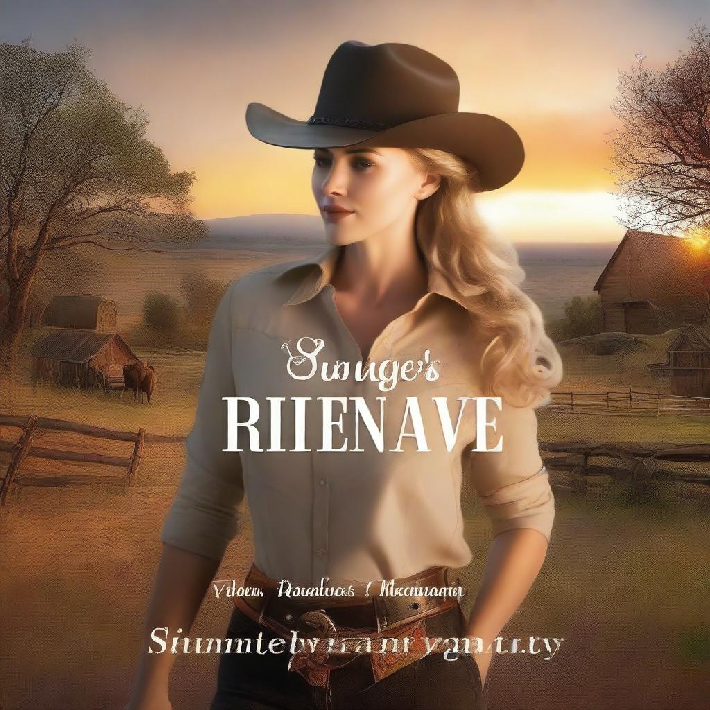 Create a book cover for a romance novel featuring a cowboy and a lady