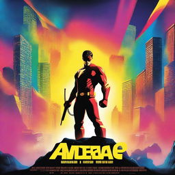 A vibrant and eye-catching movie poster featuring a heroic character standing against a dramatic backdrop, with bold text displaying the movie title and tagline