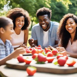 A group of people enjoying strawberries with cream