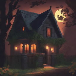 Create a dark-themed book cover page set during night time