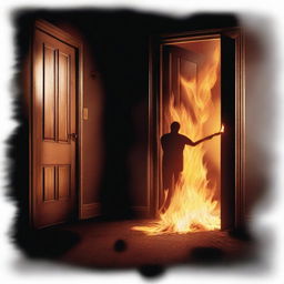 Create a photorealistic image of a burning house with flames that are distorted and warped