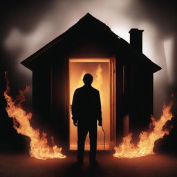 Create a photorealistic image of a burning house with flames that are distorted and warped