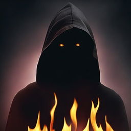 Create a scary book cover featuring a mysterious dark hooded figure