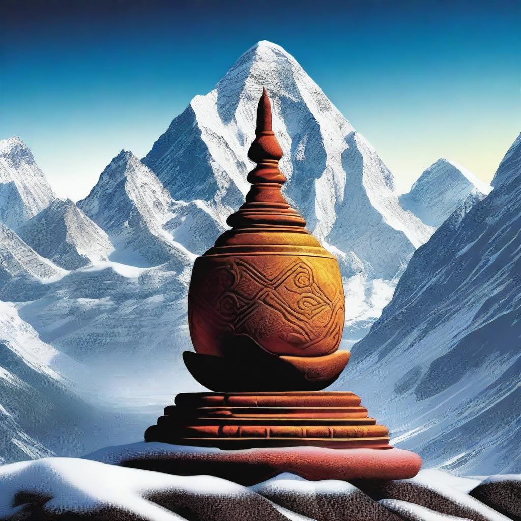 A movie poster featuring a Shiva Linga in the Himalayas