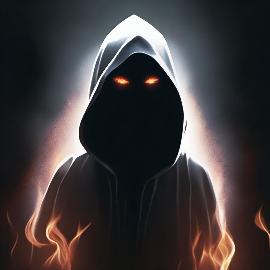 Create an image of a mysterious dark hooded figure