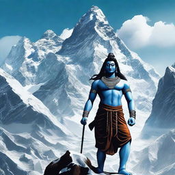 A movie poster featuring Lord Shiva in the Himalayas