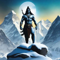 A movie poster featuring Lord Shiva in the Himalayas